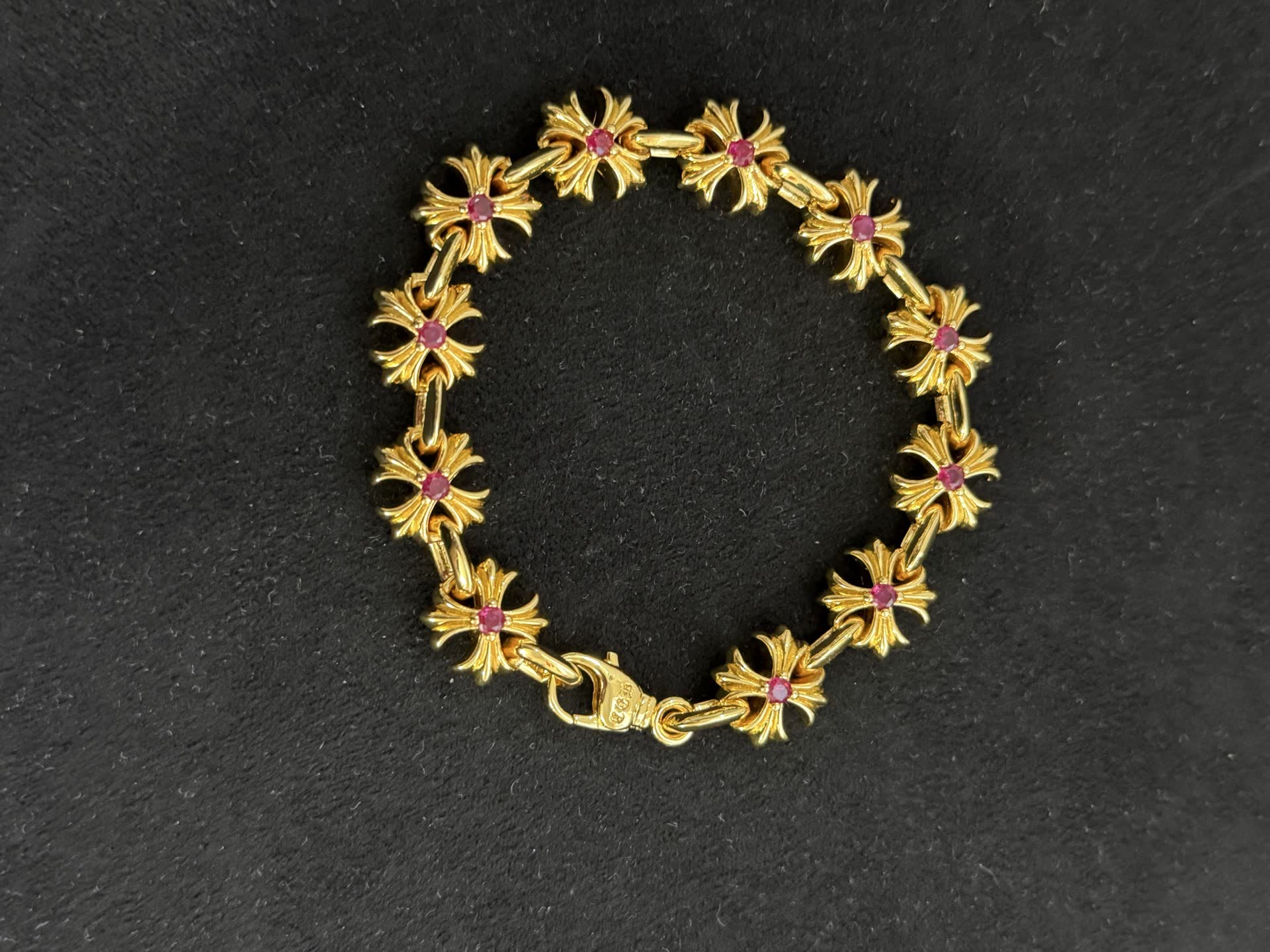 Chrome Hearts Elegant Gold and Silver Flower Bracelets with Ruby Stones